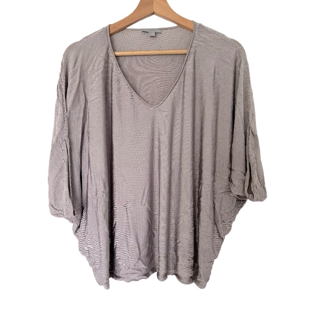 COS V Neck Metallic Silver Knit Batwing Sweater